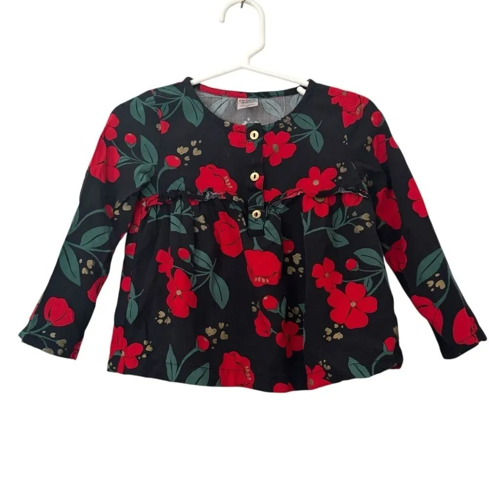 Kid's Carter's Black and Red Floral Kids Blouse